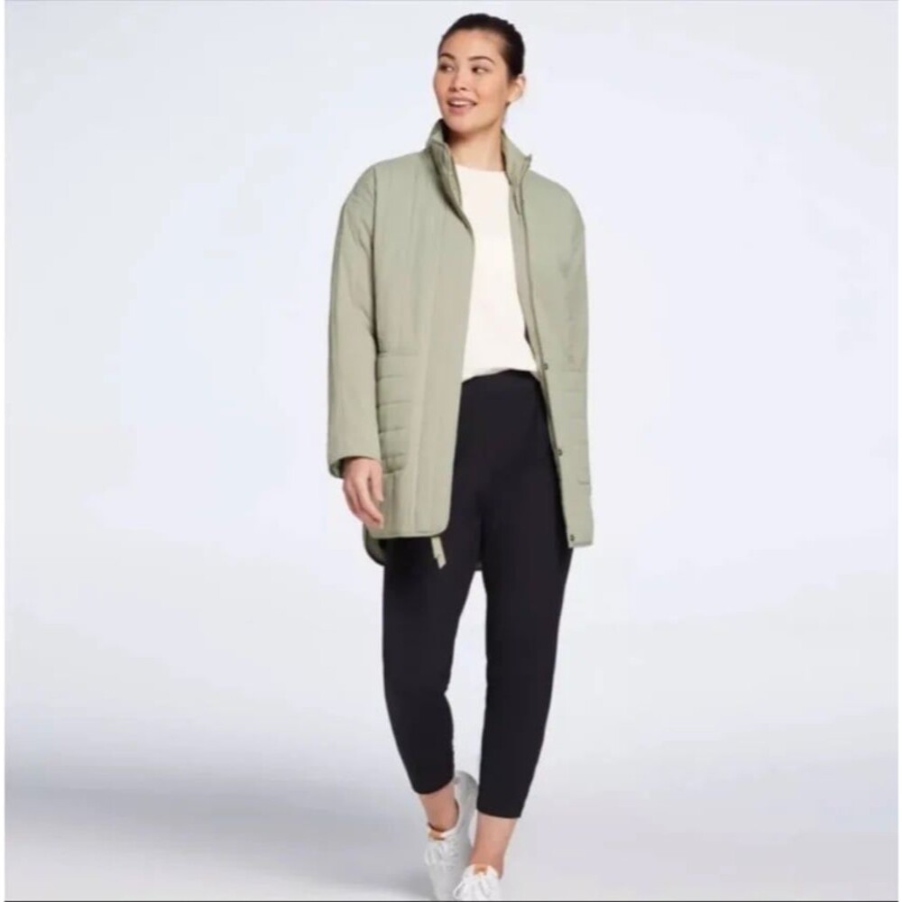 Calia Women’s size medium long quilted jacket in smudge sage